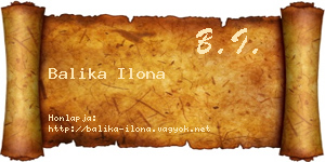 Balika Ilona névjegykártya